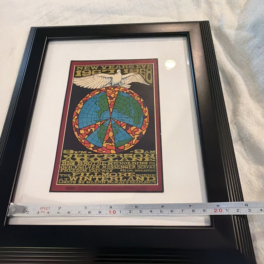 Vtg Jefferson Airplane 1967 New Years Eve Big Brother Framed Postcard - Picture 8 of 8